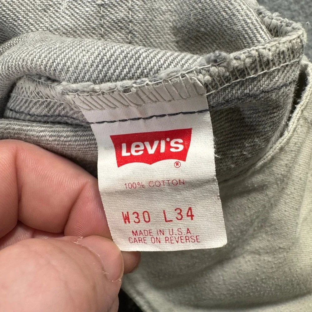 Levi 506 Jeans Mens 30x34 Gray Acid Wash Straight Leg Vintage Made USA 506-0261